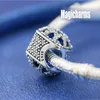 Bellezza glaciale in argento sterling 925 massiccio con cristalli blu per braccialetti di perline con ciondoli per gioielli Pandora europei