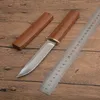 Högkvalitativ överlevnad Straight Kniv D2 Satin Drop Point Blade Wood Handtag Fasta Blad Taktiska Knivar Med Woods Meant