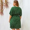 Été surdimensionné femmes robe de soirée femmes robe grande taille col en V élégant ample grande taille robe à pois Vestidos XXL XXXL 210331