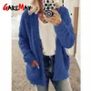 Höst Vinter Faux Fur Kvinnor Jacka Solid Rosa Tjock Varm Lamm Teddy Coat Oversize Dual Pocket Faux Fur Teddy Jacka Kvinna Y0829