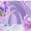 Personalizado 3D Floral Papel de Parede Linda Swan Swan Lake Flower Sala de Estar TV de fundo Vinculado Parede Pintura Papéis de Parede Wallpapers