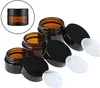 5g 10g 15g 20g 30g 50g 100g amberbruine glazen potten crème fles cosmetische monstercontainer lege hervulbare pot met binnenvoeringen en zwarte deksels