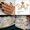 Cluster rings smycken IParam Vintage Gold Crystal Moon Coin Finger Ring Set för kvinnor Bohemian Geometrisk Love Leaf Glamour Gemensamma trend Y0420