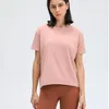 85 Yoga Topps Slim Fit Breattable Women Training Running Fitness Clothing Solid Color Loose Short Sleeve Workout Gym Sport ActiveWear Shirt5910485