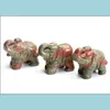 1.5インチ小型象の像の工芸品自然チャクラ石の彫刻クリスタルレイキ癒しの動物の置物1pcsドロップデリバリー2021アート