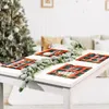 Jul rektangel bord placemat kaffekopp mattor glidande rutnät tryck placemats värme isolering xmas fest dekoration porslin mat jy0696