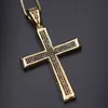 Luxury Goldsilver Color Big Cross Necklace Micro Pave Cubic Zirconia Kvinnor Hip Hop Pendant Halsband Smycken Gåva Dropshipping x0707