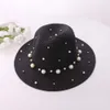 CAP VERSION BRITISK FLAT BRIM STACH HAT Pearl Nail Lady Sunscreen Jazz Hat Outdoor Beach Summer5306694