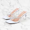 2021 New Women Sandals PVC Jelly Crystal Heel Transparent Women Sexy Clear High Heels Summer Sandals Pumps Shoes Size 41 42 Y0721
