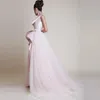 Design Elegant New Satin Ruffles Overskirt Dresses One Shoulder Evening Gown Formal Pants Prom Party Dress