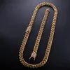 12mm Crystal Zircon Stainless Steel Cuban Chain Gold diamond link bracelet Necklaces for men Nightclub hip Hop Fashion jewelry wil2203