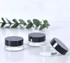 3g Traval Small cream make up Glass jar bottle with Black lids white pe pad 3cc 1/10oz cosmetic packaging SN5727