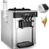 Commercial Soft Ice Cream Maker Machine 2.2kw glass automat för mjölk tea butik 16-28l / h