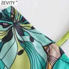 Zevity Women Tropical Floral Print Spaghetti Strap Chic Camis Tank Donna Retro Summer Lace Up Vest Beach Sling Top LS9380 210603