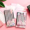 Stylos à gel 6pcs / pack 0.5mm Kawaii Fleurs de cerisier Étoile Stylo à encre noire Stylo à bille Filles Enfants Cadeau École Bureau Papeterie