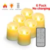 Confezione da 6 candele a LED senza fiamma, luce da tè elettrica a distanza, finta fiamma Vela, timer votivo, tealight, decorazioni per la casa, ricarica o nessuna ricarica 210702