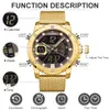 Herren Sport Uhren Luxus Gold Quartz Stahlgurt wasserdichte Militärs Digitalgelenk Uhr Relogio Maskulino