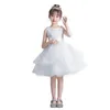 4-12 Years Flower Girl Double Layers Fluffy Princess Dress Elegant Wedding Birthday Party Summer Sundress 210529