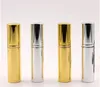 Brilliant Gold Silver 5ml Refillable Portable Mini perfume bottle &Traveler Aluminum Spray Atomizer Empty Parfum Container