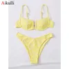 Sexy V-bar Underwired Bikinis Floral Swimwear Women Swimsuit Female V-Neck Bikini Set Push Up Beach Wear Swim Bathing Suits 210621