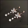 Jewelryshiny kelebek kadınlar göbek yüzüğü güzel delici gövde mücevher göbek çan düğmesi halkaları kristal altın sier damla teslimat 2021 gwf9p