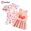 6-24m Sommar 2st Baby Girl Dress Animal Sweet Butterfly Bomull För Toddler Short-Sleeve Ankomst 210528