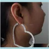 Jewelrygirls Sweet Exquisite Fashion Jewelry Cute Hoop Earrings Women Exaggeration Lovely Heart Shape Crystal Ear Stud Dangle & Chandelier D
