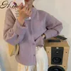 HSA韓国風ピンクセーター婦人服秋カーディガンアウターウェアレトロニットトップスジャケット秋女性服210716