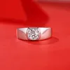 Ouverture réglable Blanc Moissanite Couple Anneaux 1Ct 2Ct 3Ct 5Ct Fête De Mariage Anniversaire Simplicité Mode 925 Bijoux En Argent