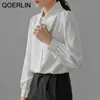 Women Peter Pan Collar Lace Stitching Casual Poplin Blouse Shirts Puff Sleeve Single-Breasted White Chemise Chic Tops 210601