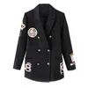 Manteau de costume pour femmes, blazer noir brodé, vêtements à la mode, printemps-automne, 211006