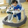 Caminhantes de bebê multifunções com roda dobrável robô Baby Walker Base larga com música leve para 6-18 mês