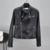 Kvinnor PU Läder Jacka Coats Faux Soft Motorcykel Zipper Black Punk Kvinna Höstbiker Korta Ytterkläder 210430