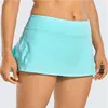 Yoga Womens Quick Tork Athletic Tennis Kjolar Outfit Volleyboll Shorts Mid-Waisted Plissed Kjol Sport SKORTS Gym Kläder Kvinnor Kör med Fickor Dubbelskikt