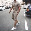 Survêtements pour hommes 2021 été Sik soie impression tendance rue mode décontracté mince Shorts ensemble coton à manches courtes T-Shirt 2 pièces ensembles