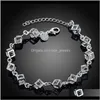 Łańcuch Bracelets Biżuteria biżuteria 925 Sier Crystal Charm Bransoletka Kobiety Najwyższa jakość prezent świąteczny 10pcs / działka dostawa 2021