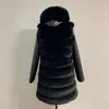 Damen Pelzimitat HJQJLJLS 2021 Wintermode Frauen Dicker Warmer Mantel Mit Abnehmbarer PU-Ärmel Und Abnehmbarer Kapuze Schwarze Jacke