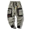 Hip Hop Mężczyźni Multi-Pocket Elastyczny Talii Design Harem Pant Street Punk Hip Hop Casual Spodnie Joggers Mężczyzna Cargo Spodnie ABZ51 210930