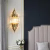 Wall Lamp Clear Crystal LED Matte Gold Livingroom Bedroom Dining Room Sconces E14 Bulb 110-240V Loft Deco Nordic Lighting