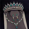 Oorbellen ketting barok kristal mode bruids sieraden sets voor vrouwen prom tiara kronen oorbel bruid bruiloft set