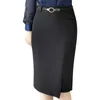 Plus Size Dames Herfst Professionele Hoge Taille Rok Kwaliteit Slank Black Office Elegant 210527