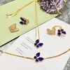 Brand Pure 925 Sterling Silver Jewelry For Women Blue Lapis Butterfly Wedding Jewelry Set Earrings Necklace Bracelet Rrings8650084