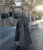 أزياء كبيرة الحجم X-Long Women's Lourning Trench Coat على الطراز الكوري للبصفقة الرقبة المزدوجة صدري سيدة Cloak Windbreaker خريف الشتاء