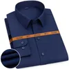 Mäns Klänningskjorta Formell Elastisk Mode Solid Färg Pocket-Mindre Non-Iron Classic Business Arbete Långärmad Smart Casual Shirt 210708