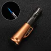 Metal Lighter With lock the flame Butane Gas Refillable Jet Torch Lighter Blue Flame for Cigar Cigarette Smoking Accessories