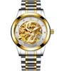 Mohdne H666 Marca Movimento Automático Oco out Men watch Big placa de ouro com dragão à prova d'água2405