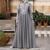 Casual Jurken Vrouwen Moslim Jurk Kaftan Arabische Jilbab Abaya Islamitische Kant Stiksels Maxi Lange Mouw Plus Size Womens Vintage