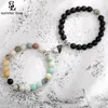 Beaded, Strands 2pcs Natural Stone Beads Bracelet Set For Women Men Attractive Distance Heart Magnetic Bracelets Friendship Couple Jewelry 2