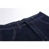 الساق واسع الساق السراويل قصيرة النساء عالية الخصر الأزرق خمر الجينز أو سراويل المحاصيل الكورية Y2K تصميم مخيط أنيق غسلها السراويل 210417