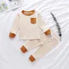 Baby Clothings set Solid Color Stripe Pit Long Sleeve Sweatshirt + Pants InfantSpring and Autumn Pajamas Kids Suits ZYY924